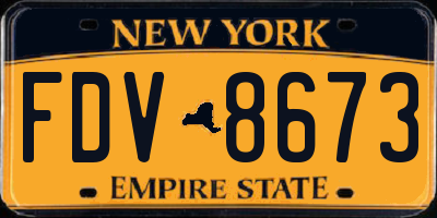 NY license plate FDV8673