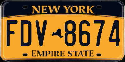 NY license plate FDV8674