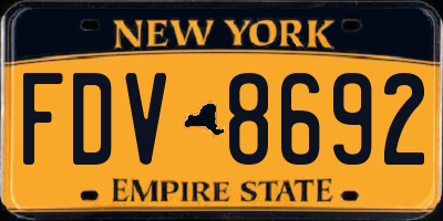 NY license plate FDV8692