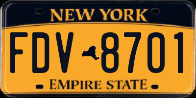 NY license plate FDV8701