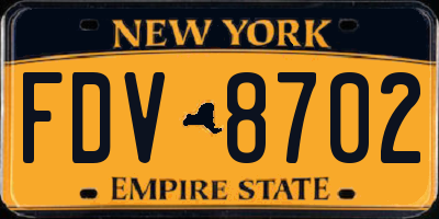 NY license plate FDV8702
