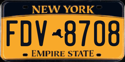 NY license plate FDV8708