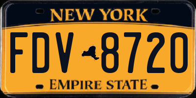 NY license plate FDV8720