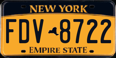 NY license plate FDV8722