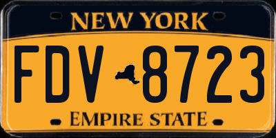 NY license plate FDV8723