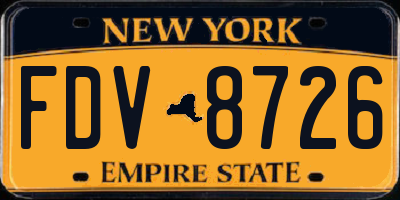 NY license plate FDV8726