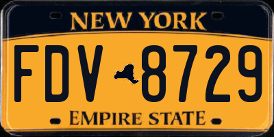 NY license plate FDV8729