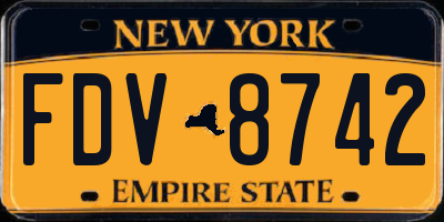 NY license plate FDV8742