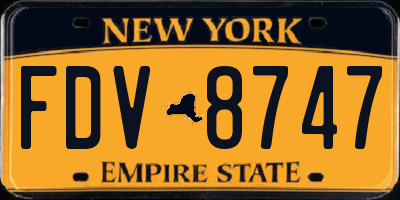 NY license plate FDV8747