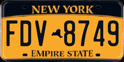 NY license plate FDV8749