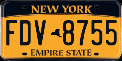 NY license plate FDV8755