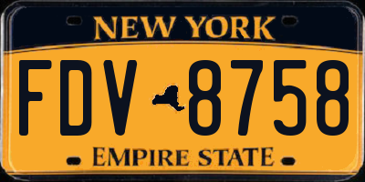 NY license plate FDV8758