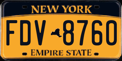 NY license plate FDV8760