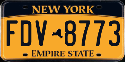 NY license plate FDV8773