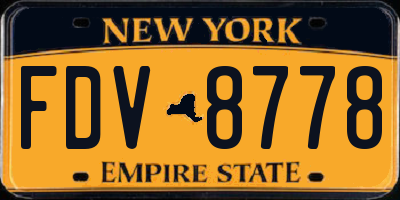 NY license plate FDV8778
