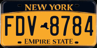 NY license plate FDV8784