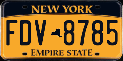 NY license plate FDV8785