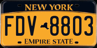 NY license plate FDV8803