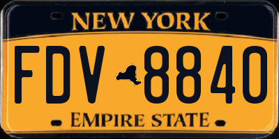 NY license plate FDV8840