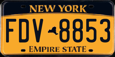 NY license plate FDV8853