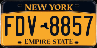 NY license plate FDV8857