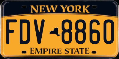 NY license plate FDV8860