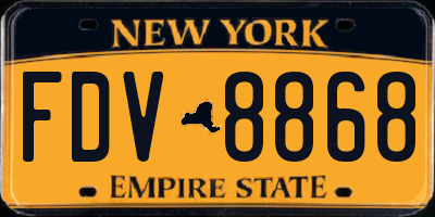 NY license plate FDV8868