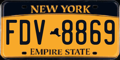 NY license plate FDV8869
