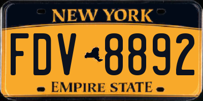 NY license plate FDV8892