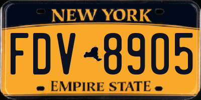 NY license plate FDV8905