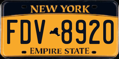 NY license plate FDV8920