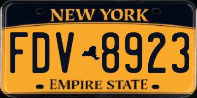 NY license plate FDV8923