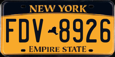 NY license plate FDV8926