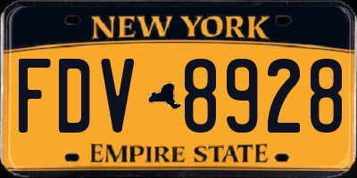 NY license plate FDV8928