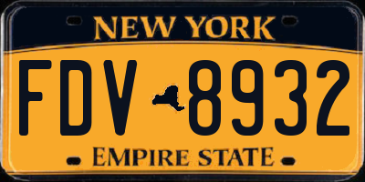 NY license plate FDV8932