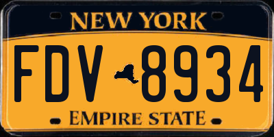 NY license plate FDV8934