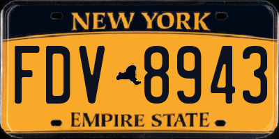 NY license plate FDV8943