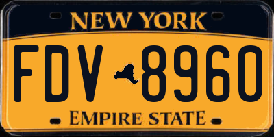 NY license plate FDV8960