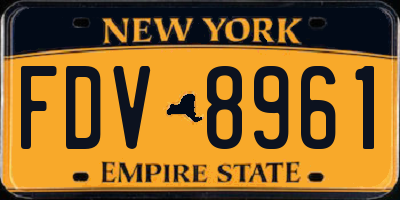 NY license plate FDV8961