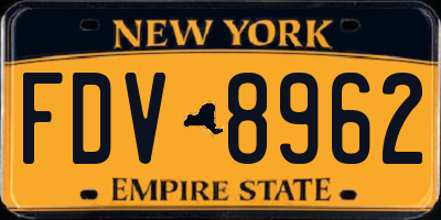 NY license plate FDV8962