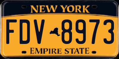 NY license plate FDV8973