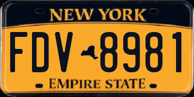 NY license plate FDV8981