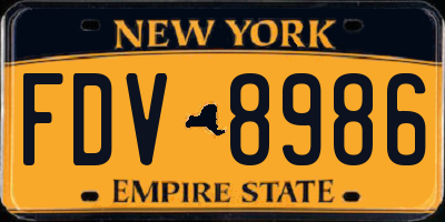 NY license plate FDV8986