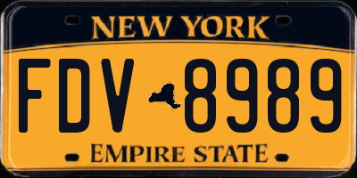 NY license plate FDV8989