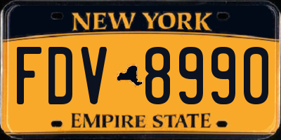 NY license plate FDV8990
