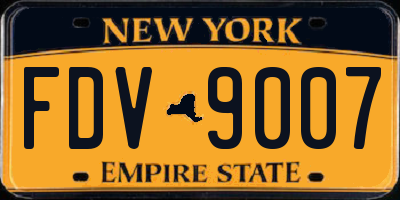 NY license plate FDV9007