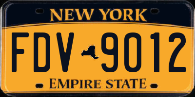 NY license plate FDV9012
