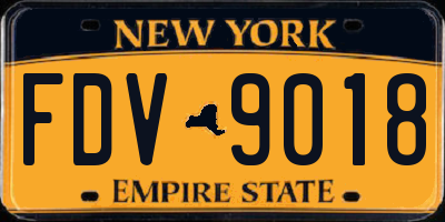 NY license plate FDV9018