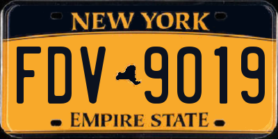 NY license plate FDV9019