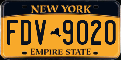 NY license plate FDV9020